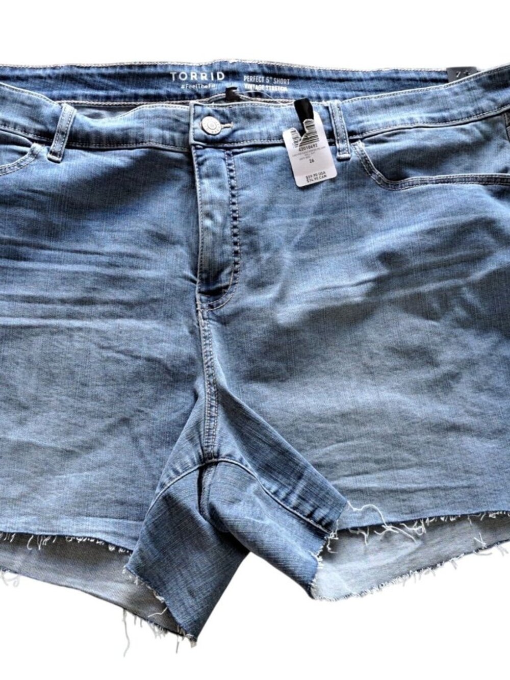 New Torrid Womens Size 26 5" Mid-Rise Denim Shorts Studded Sides Frayed Hem - Picture 1 of 8